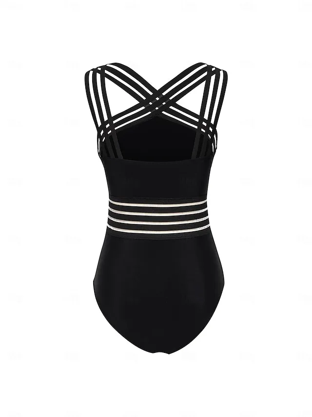Cross Front Solid One-piece Swimsuit