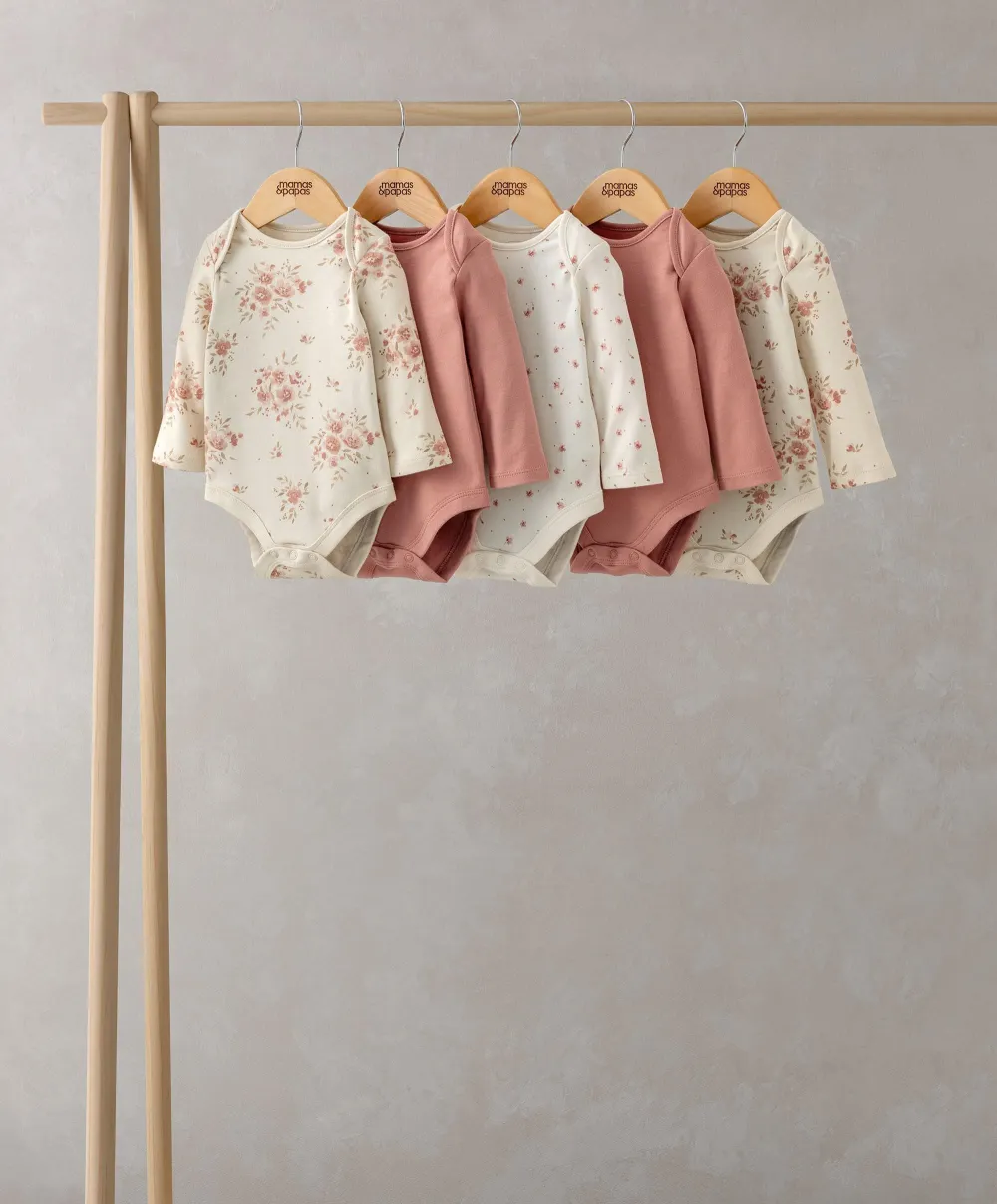 Floral Long Sleeve Bodysuits (Pack of 5)