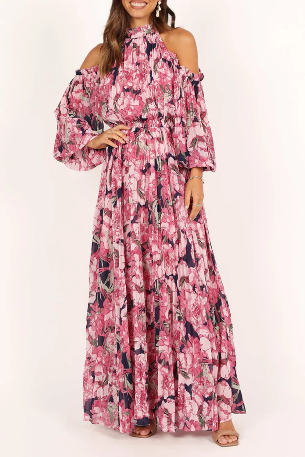 OFF-THE-SHOULDER TRUMPET SLEEVE DRESS