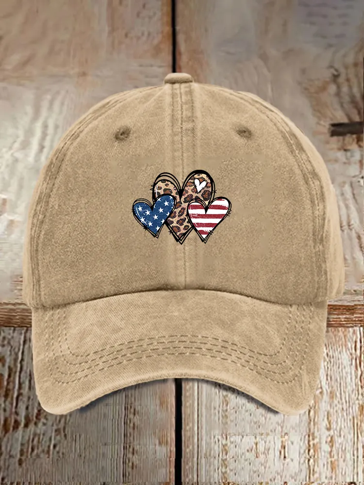 Men And Women'S Heart-Shaped Patterned Baseball Cap