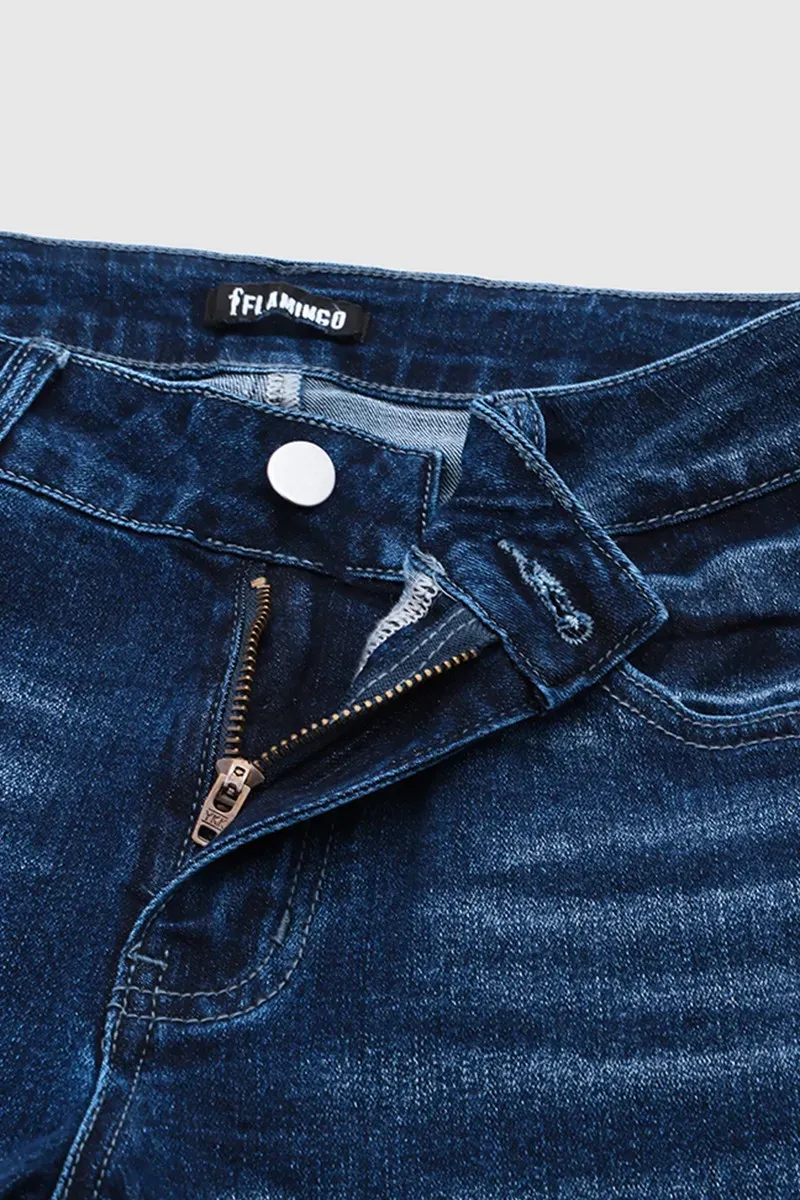 Pocket Detail Mid Rise Bootcut Jeans Without Belt