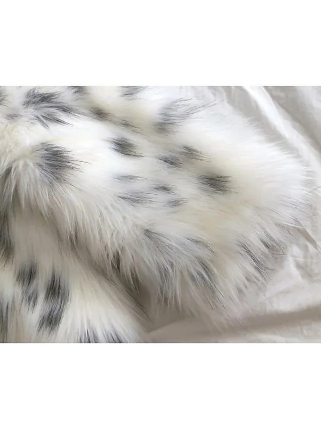 Women's Faux Fur Coat Modern Comfortable Street Style Plush Patchwork Pocket Outdoor Daily Wear Vacation Going out Faux Fur Long Coat Winter Fall White Cardigan Turndown Loose Fit S M L XL XXL / Warm