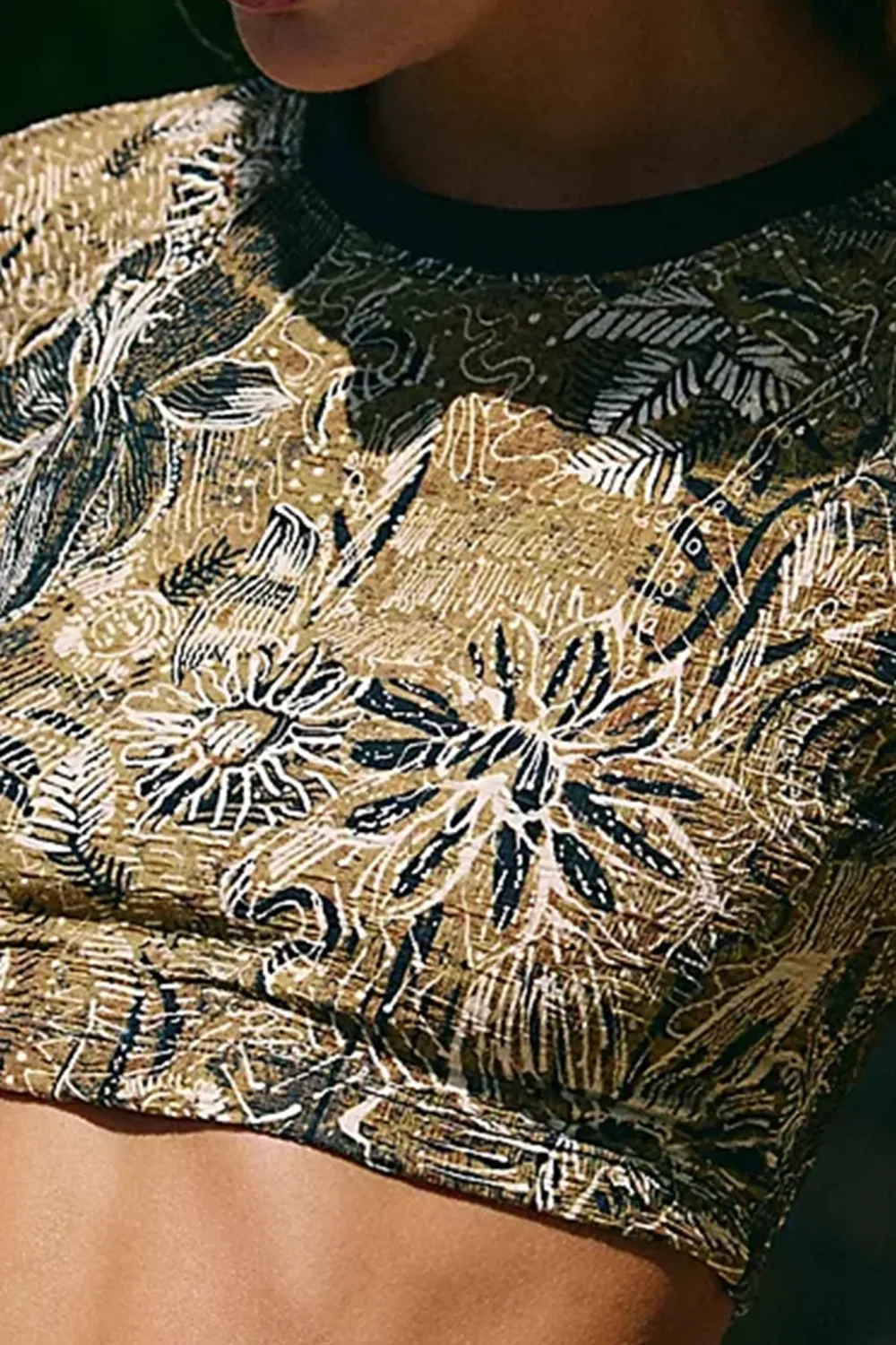 Cotton Cropped Printed Tee