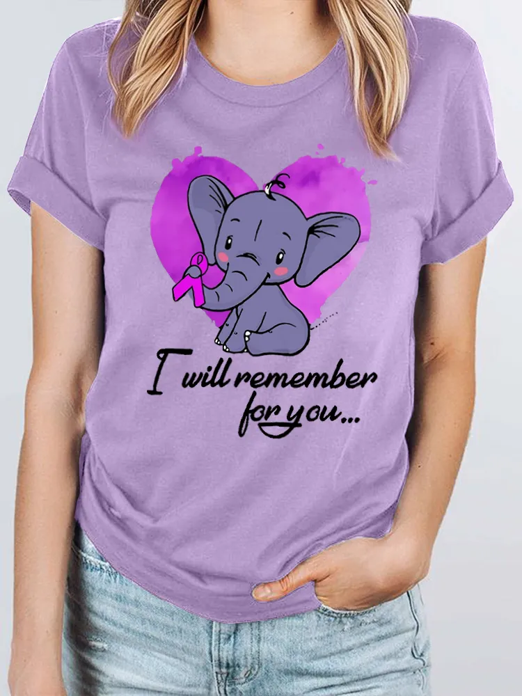 I Will Remember For You Purple Elephant Alzheimers Awareness Alzheimers T Shirt