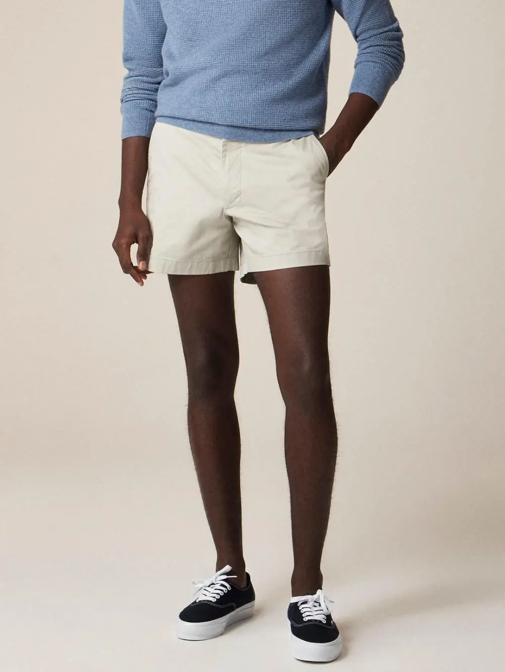 Beige Linen Blend Shorts