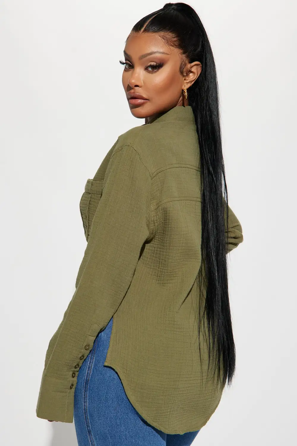 Willow Oversized Gauze Shirt - Olive