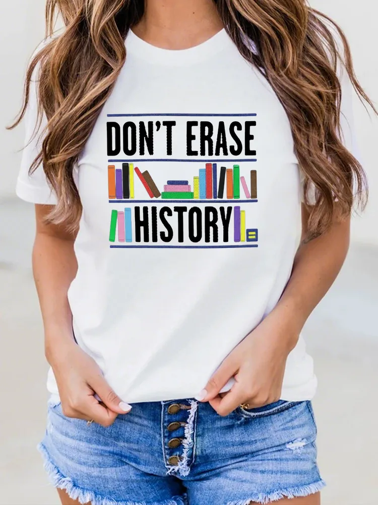 Don'T Erase History T-Shirt Pure Cotton Round-Neck Short-Sleeved Top