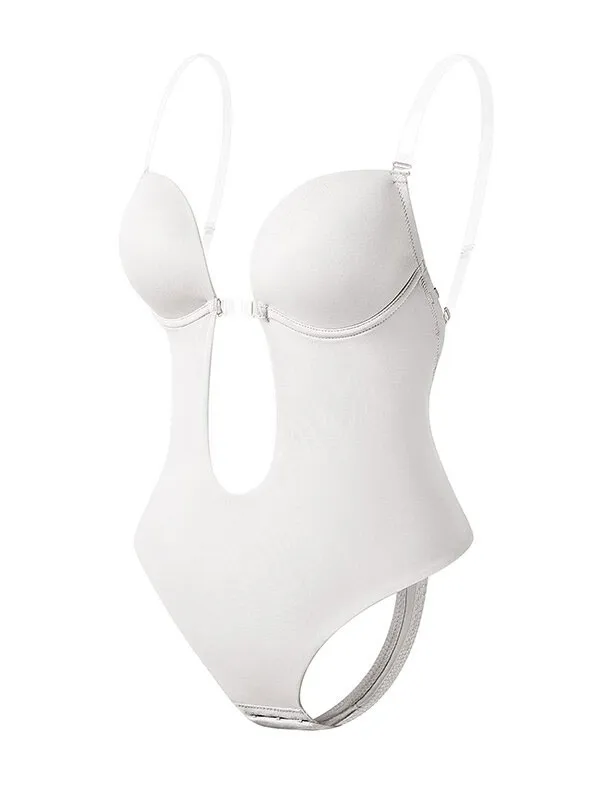 Deep V backless belly corset evening dress shapewear invisible straps bra