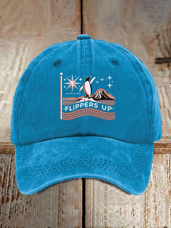 Penguins Flippers Up Print Baseball Cap