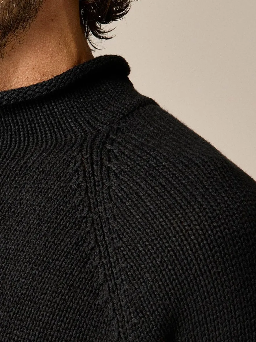 Black Mock Neck Knit Sweater