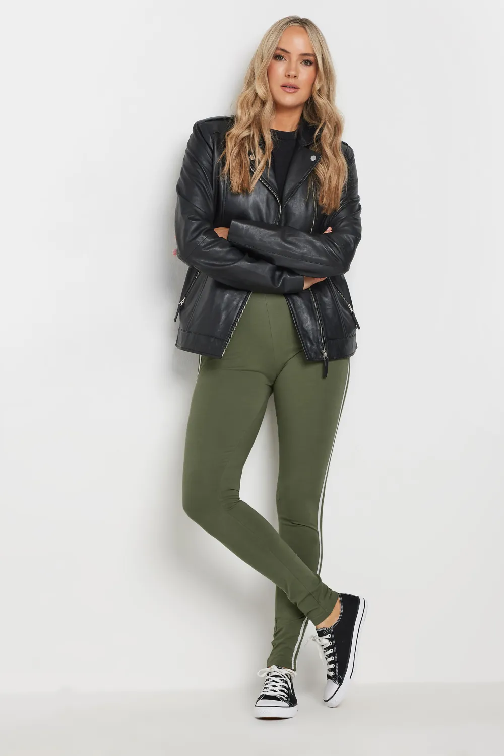 LTS Tall Khaki Green Stripe Leggings