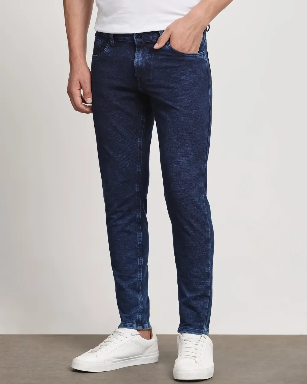 Classic Versatile And Comfortable Straight Dark Indigo Blue Jeans