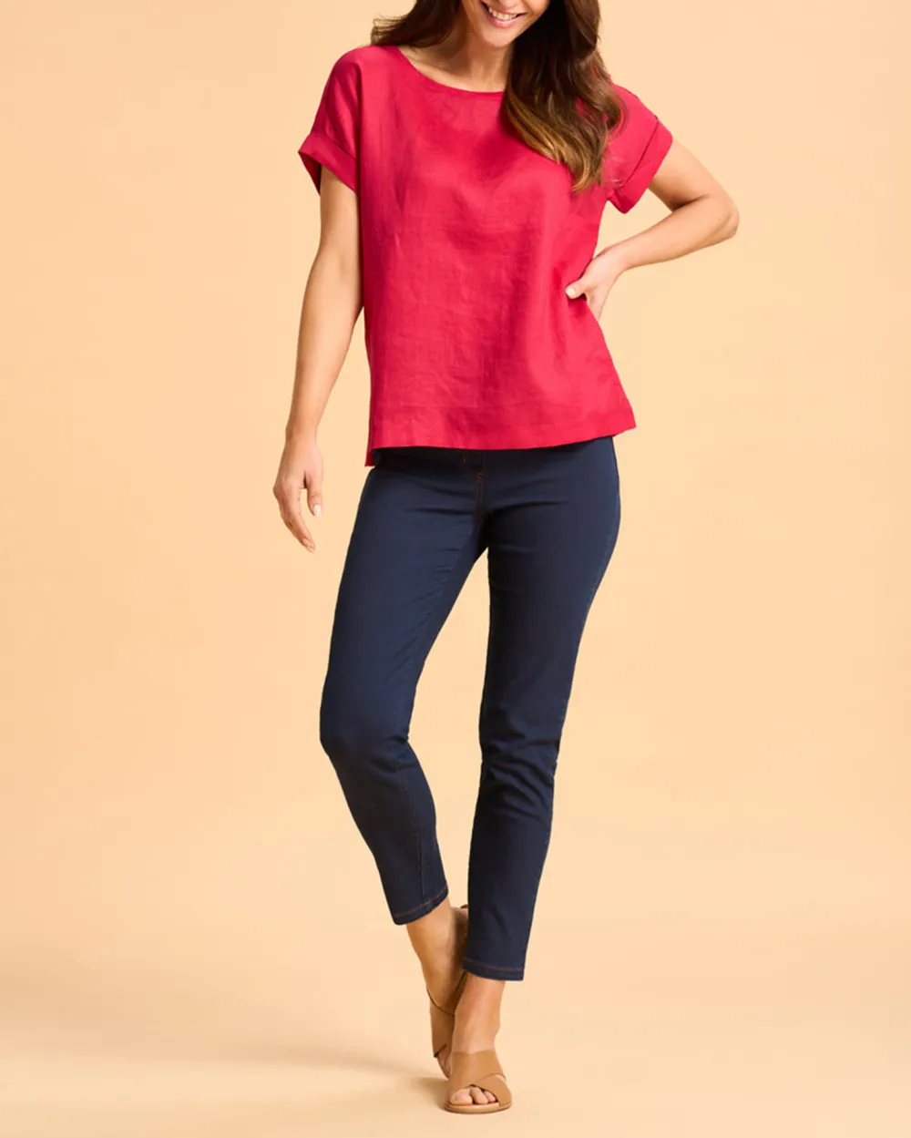 Loose Fit Short Sleeve Linen Top