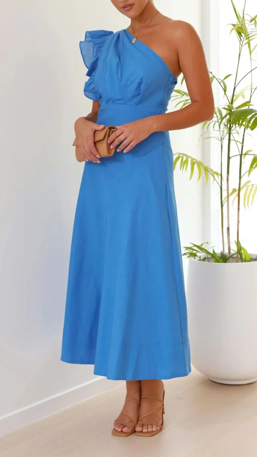 Ruffle Sleeve Midi Dress