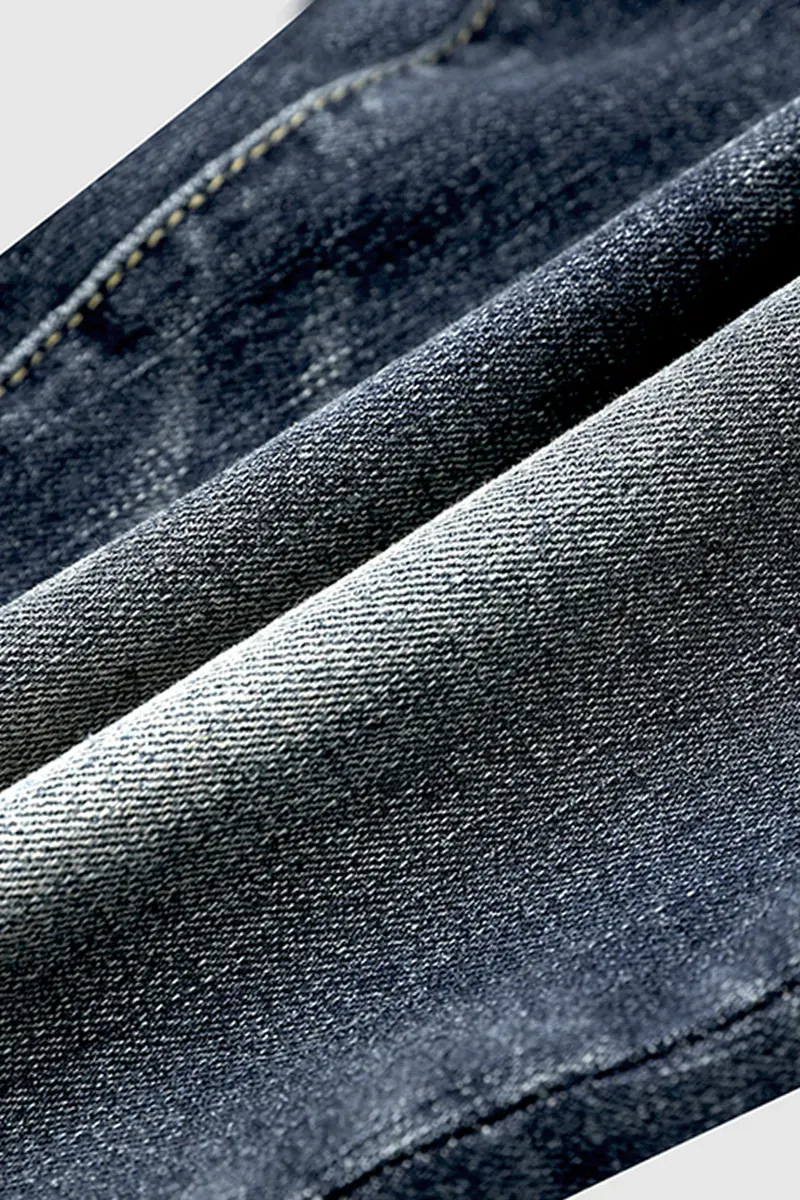 Mid Waist Wash Straight Leg Jeans