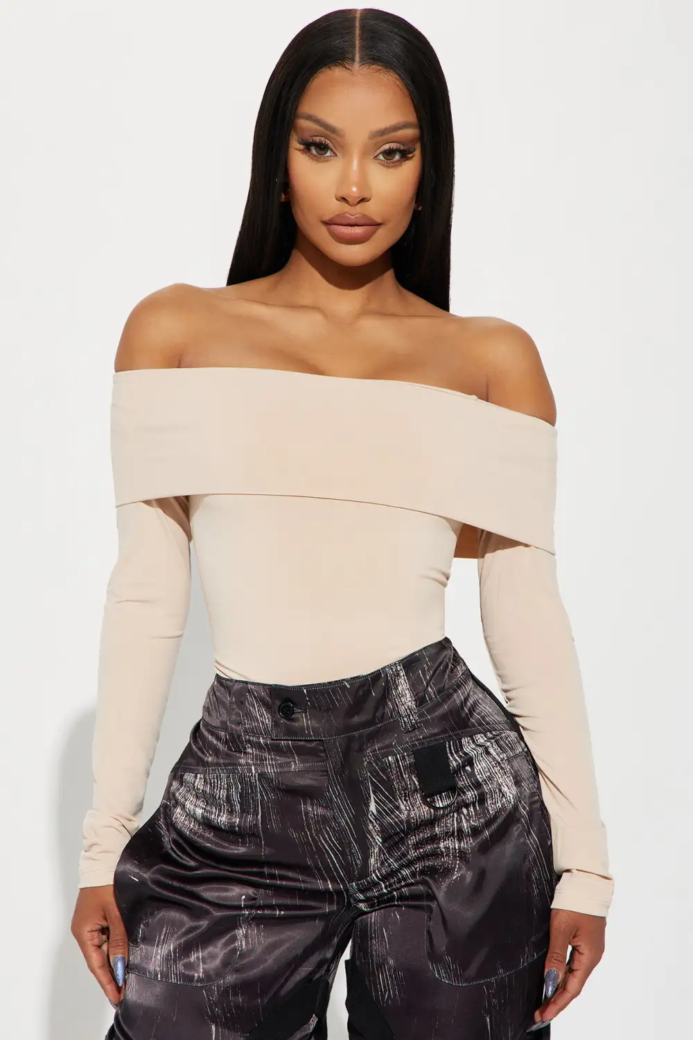 Jada Off Shoulder Top - Taupe