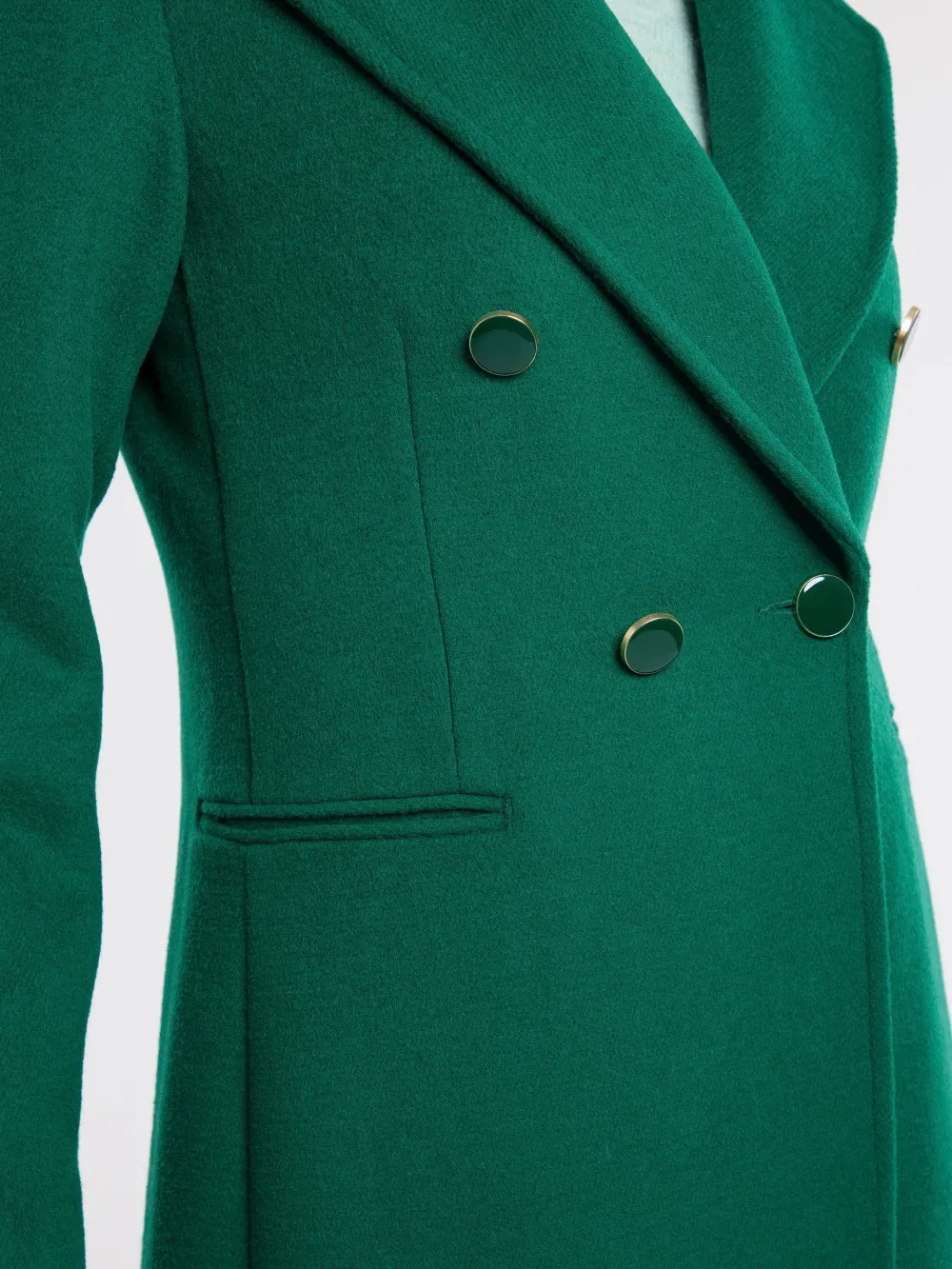 Green Solid Longline Coats