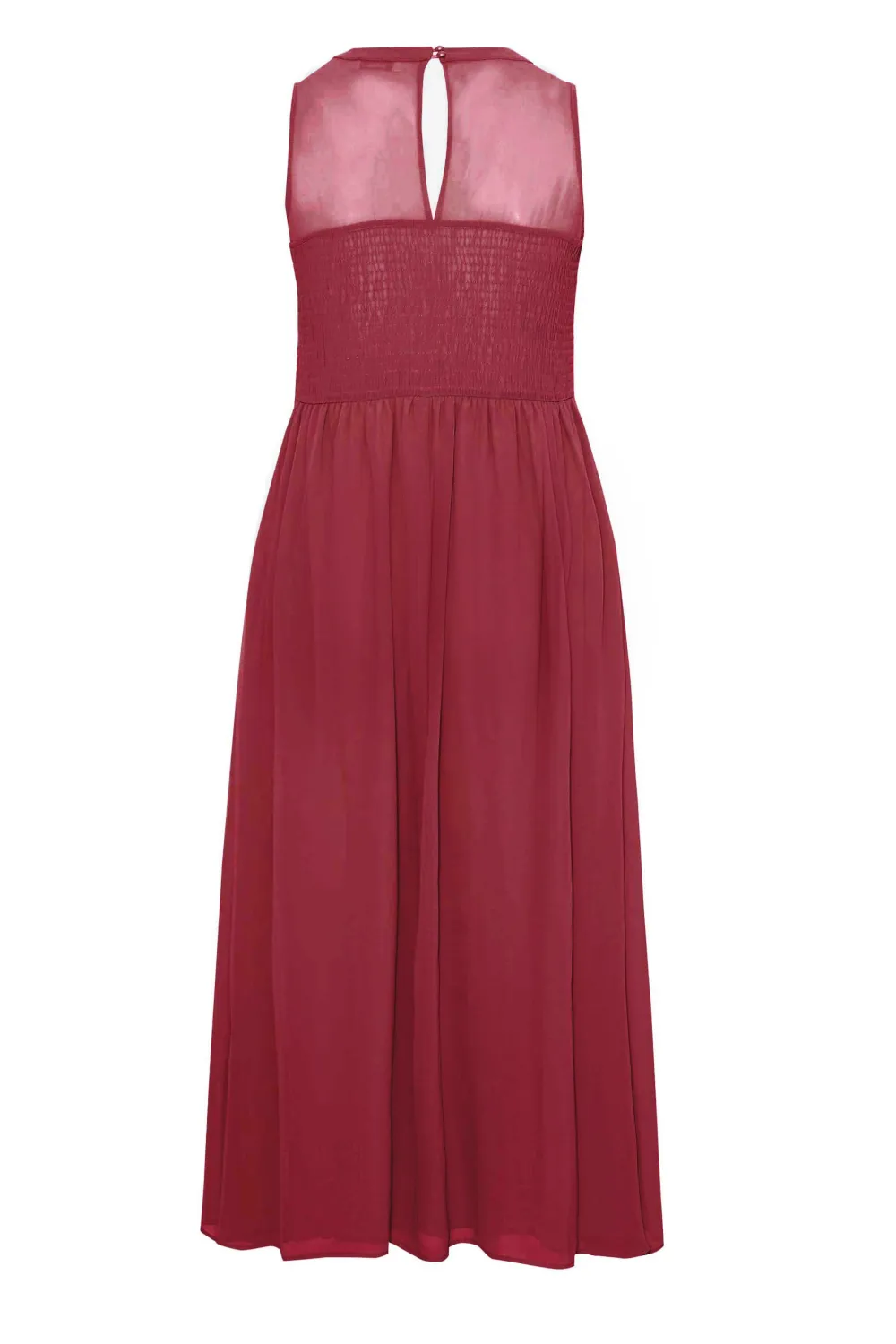 YOURS LONDON Curve Burgundy Red Lace Front Chiffon Maxi Dress