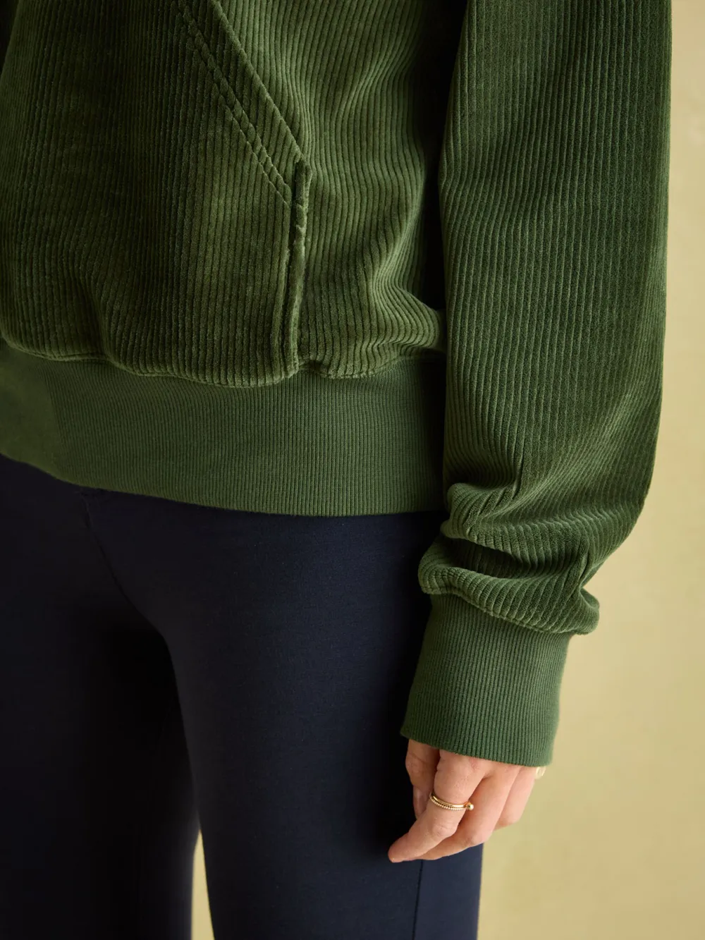 Green Casual Style Corduroy Sweatshirt