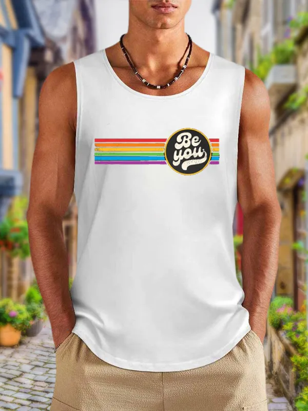 Men'S LGBTQ Be Kind Gay Pride LGBT Ally Rainbow Flag Retro Vintage Vests