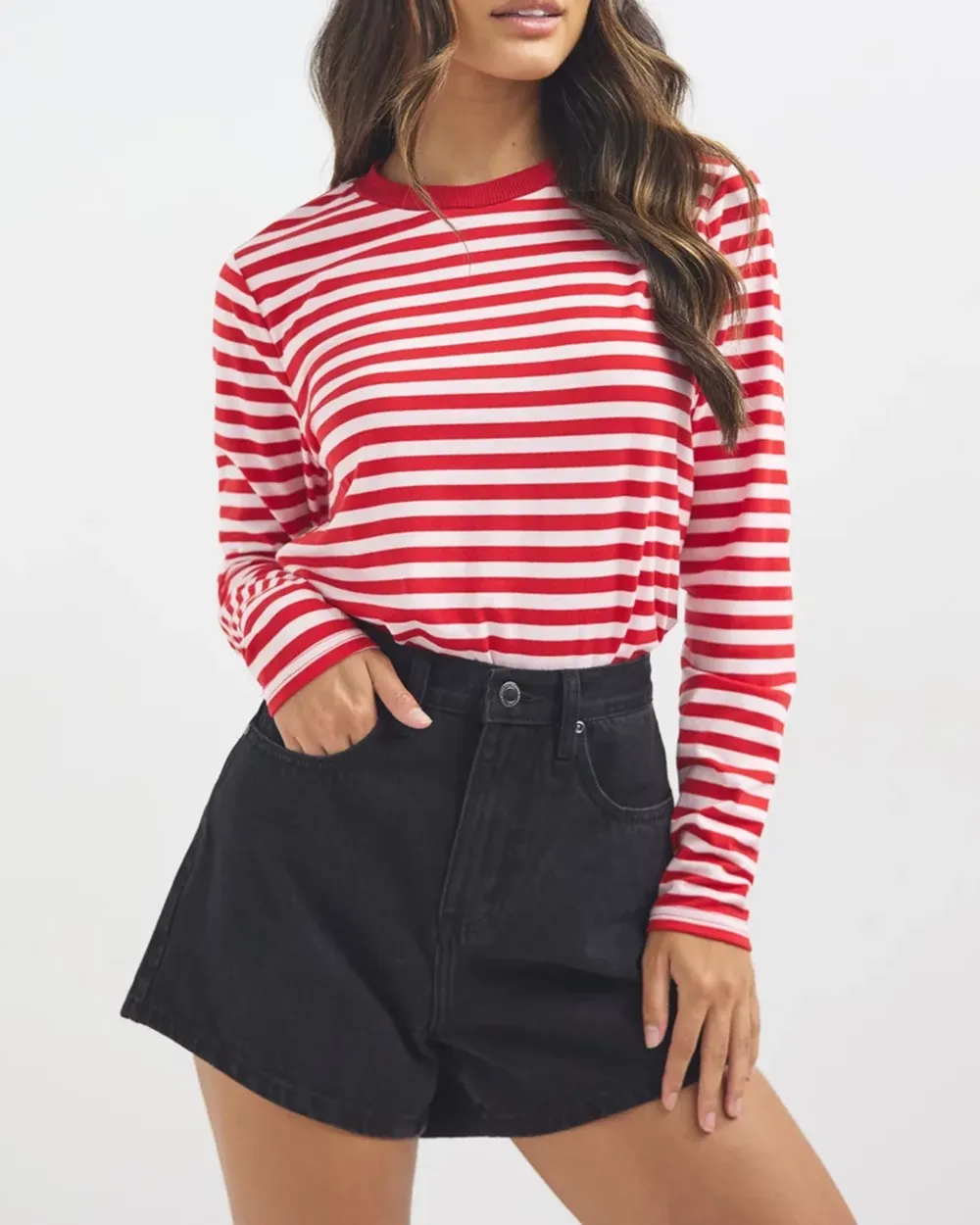 Long Sleeve Stripe Boyfriend Tee