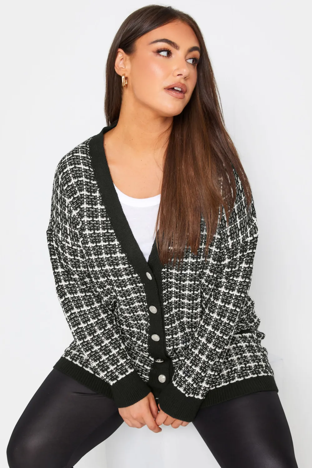 YOURS Curve Black Boucle Cardigan