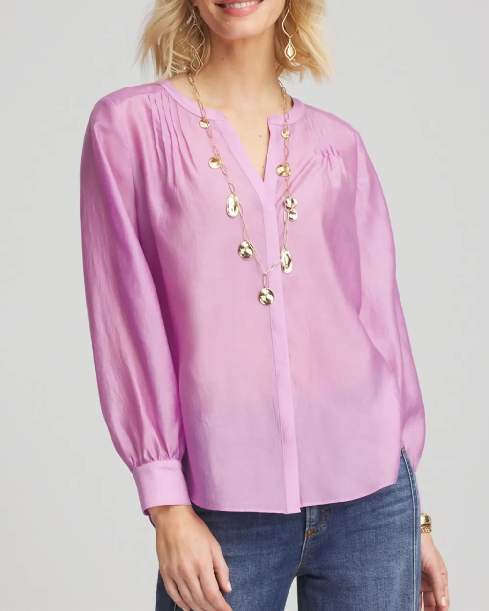 Tencel-Blend Sheer Blouse
