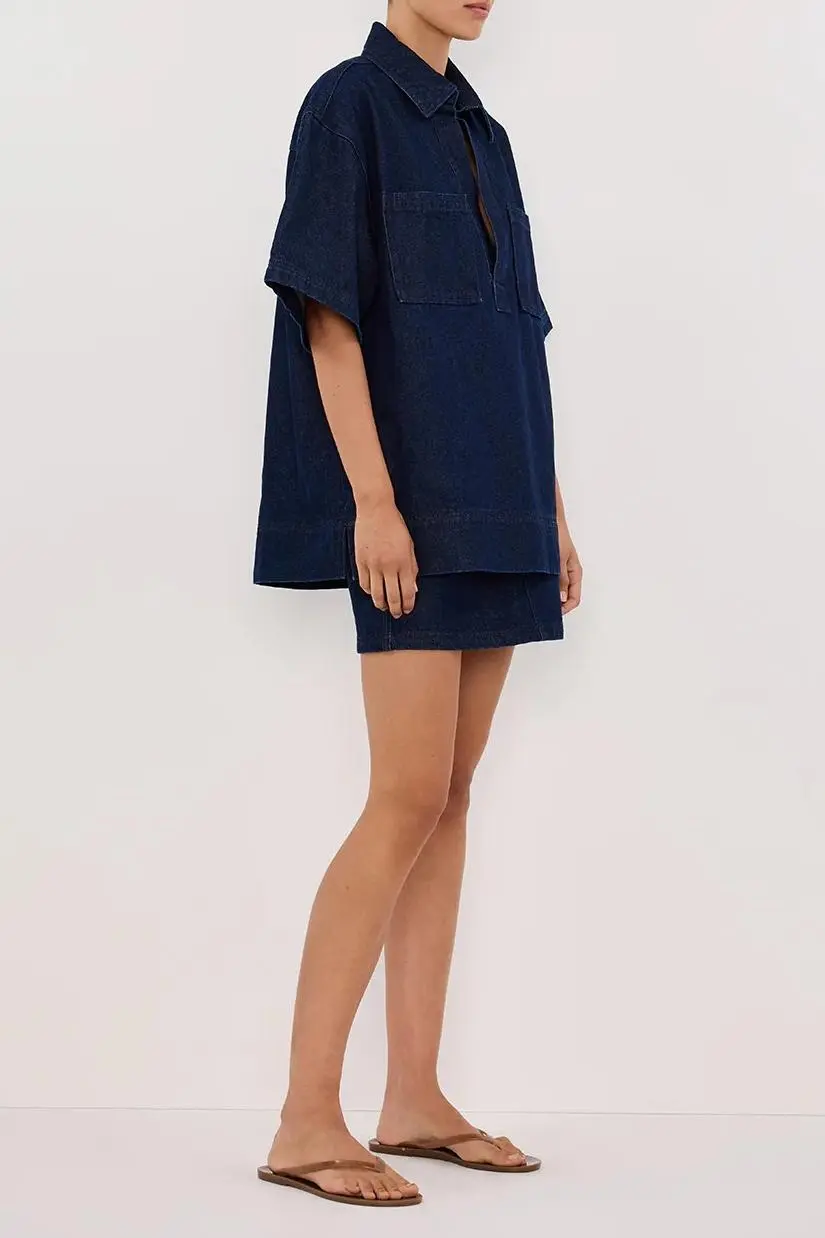 INDIGO DENIM MINI SKIRT