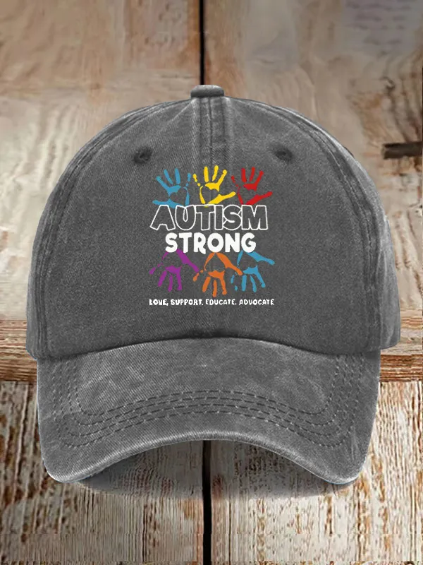 Unisex Autism Dtrong Education Advocates Love Print Baseball Cap