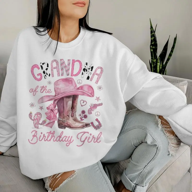 Grandma Of The Birthday Girl Pink Cowgirl Western Rodeo Women Sweatshirt