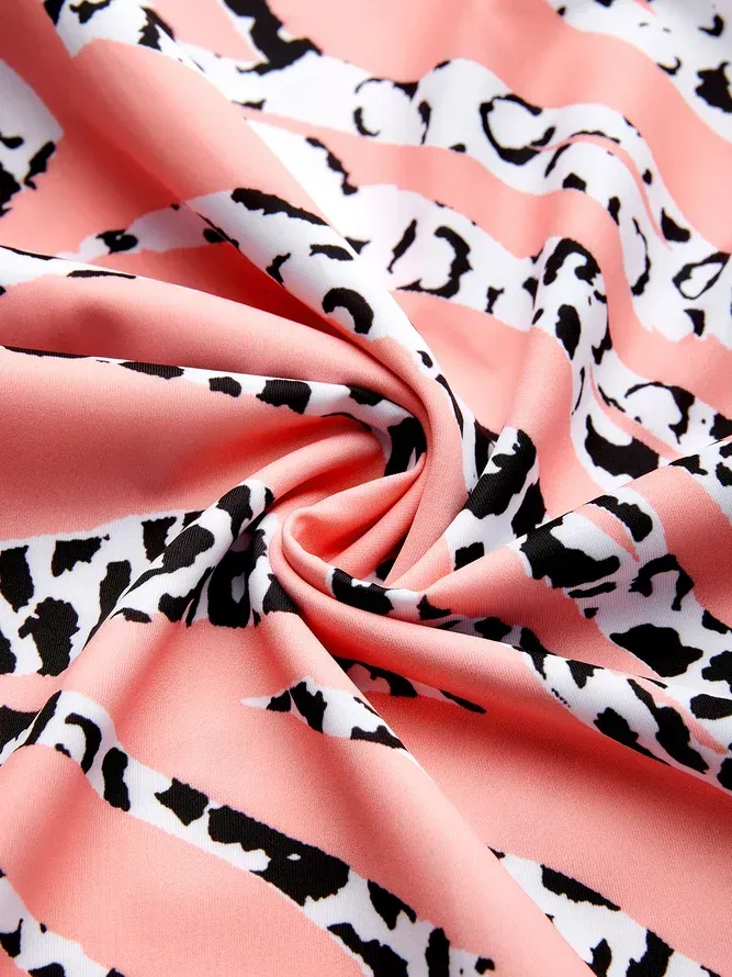 Simple Animal Printing Spaghetti Tankinis Two-Piece Set