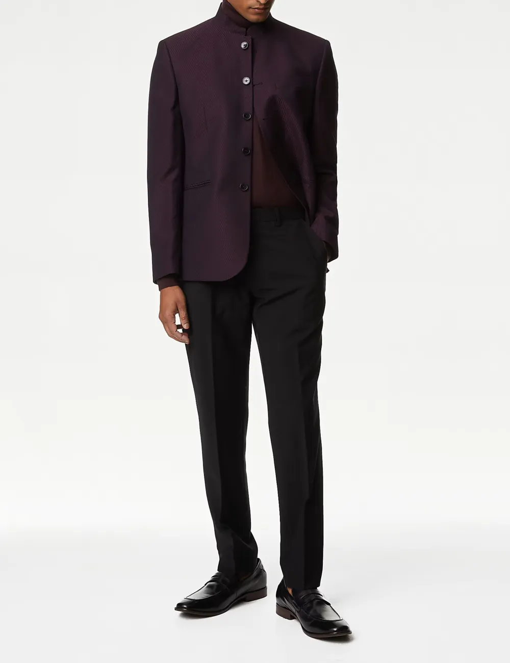 Black Textured Jacquard Jacket