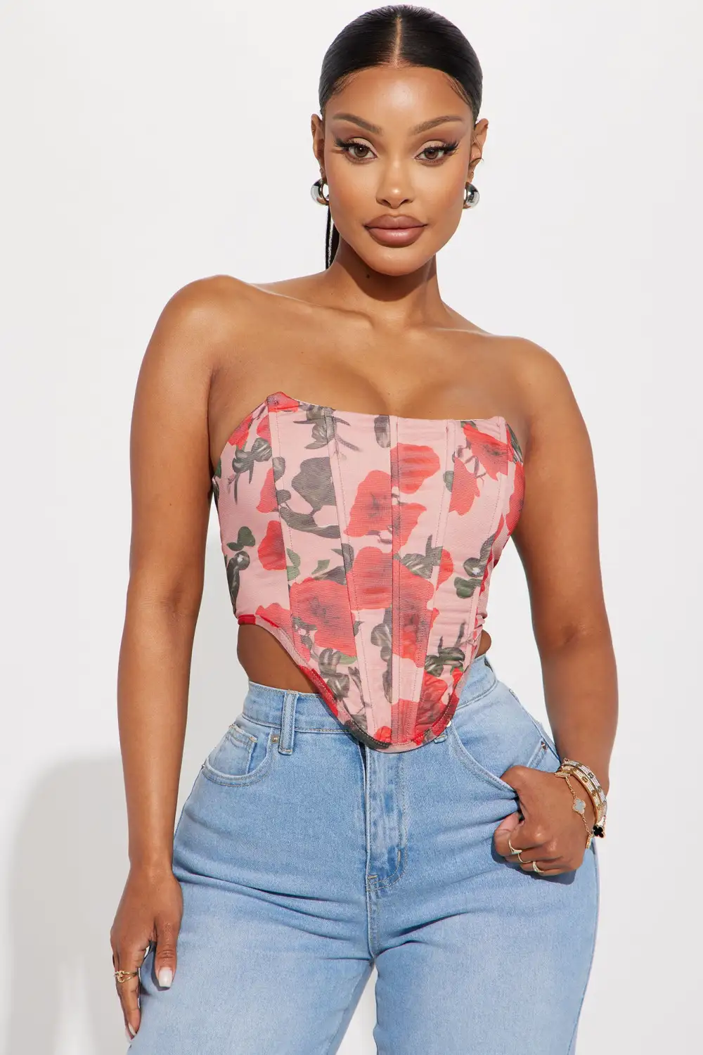 Hopeless Romantic Mesh Corset - Blush/combo