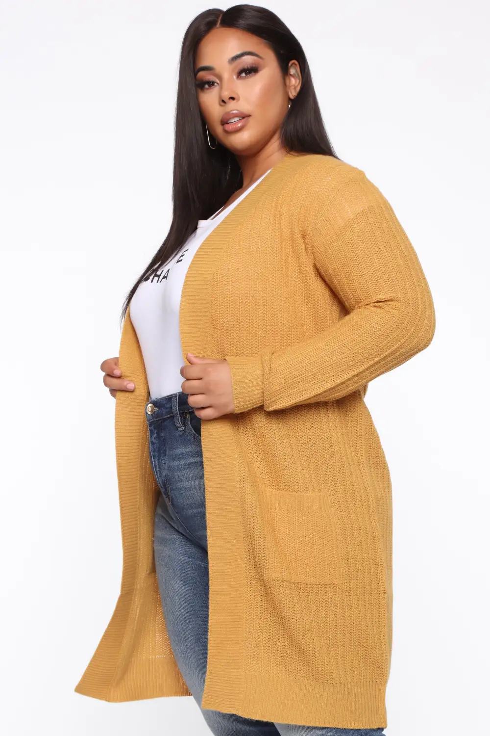 Throw It On Ribbed Cardigan - Mustard