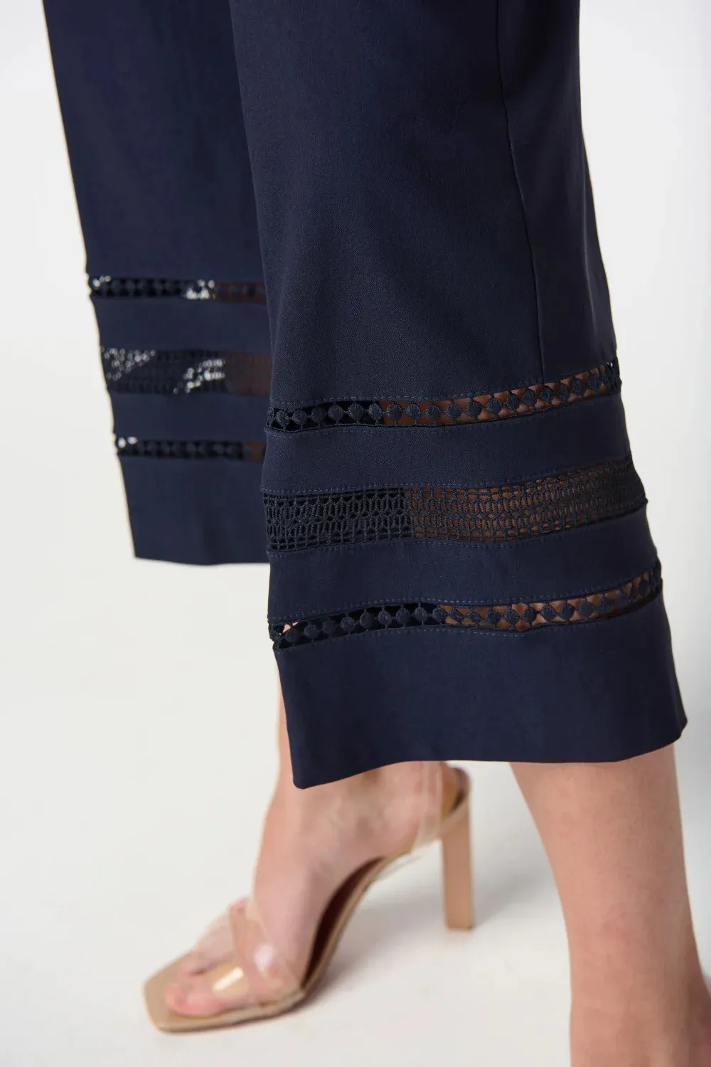 Midnight Blue Cropped Wide - Leg Pants