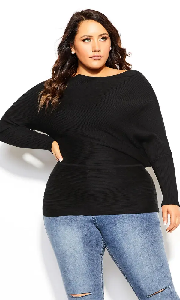 Evans Black Fitted Rib Jumper