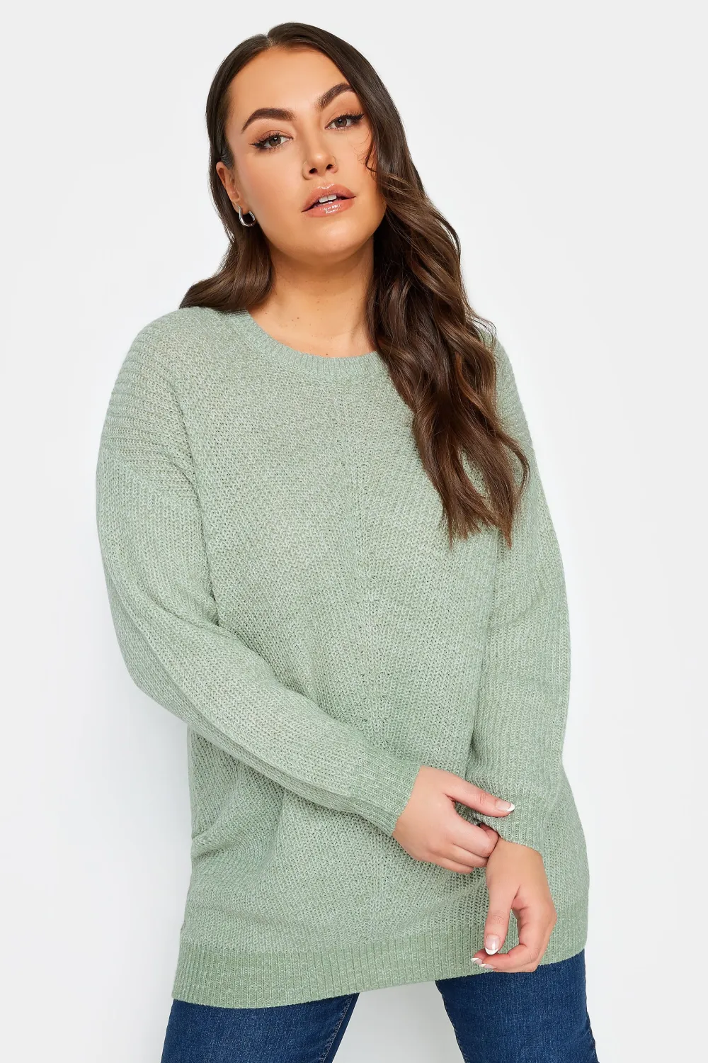 YOURS Curve Sage Green Essential Knitted Jumper