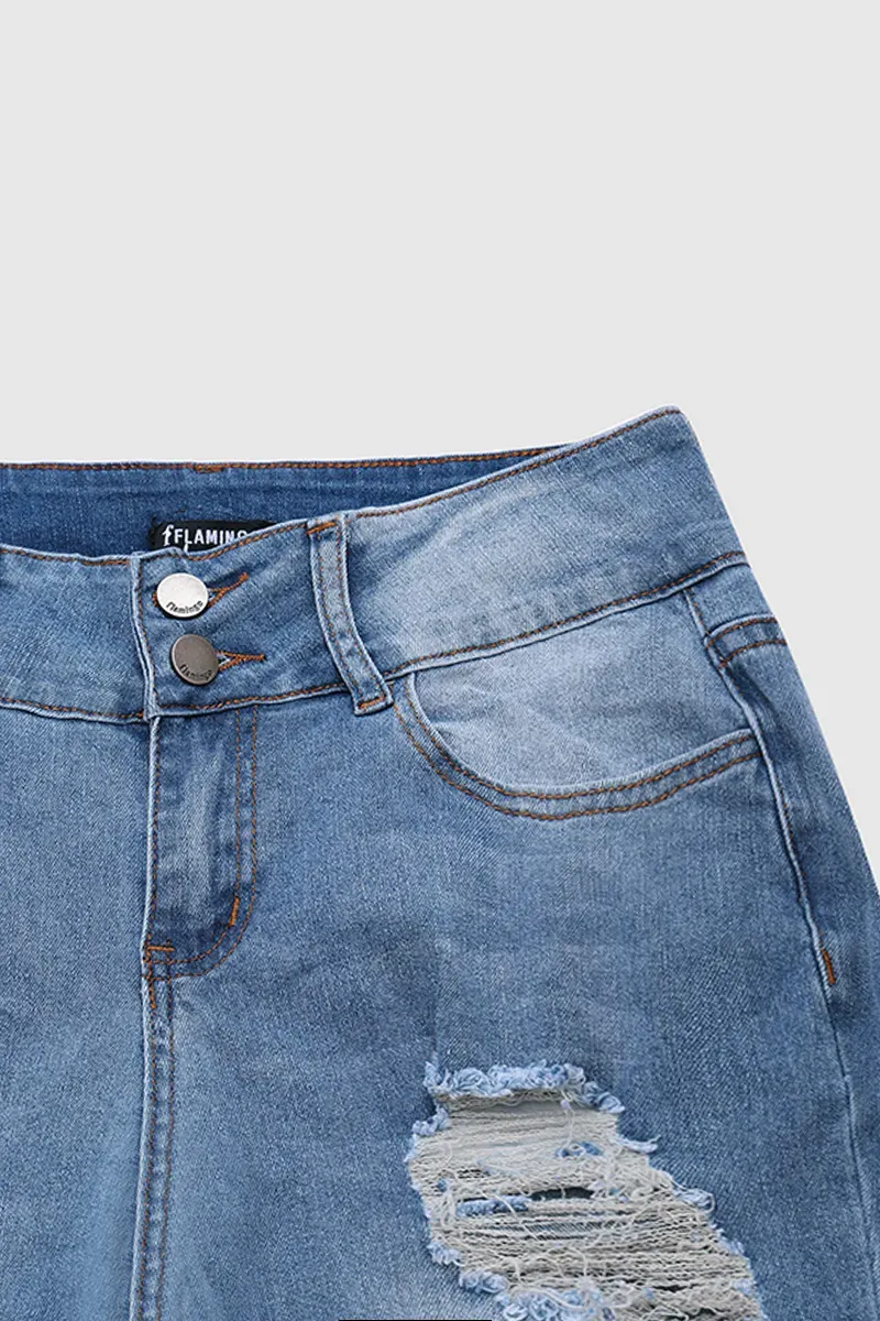 Ladder Ripped Low Rise Skinny Jeans