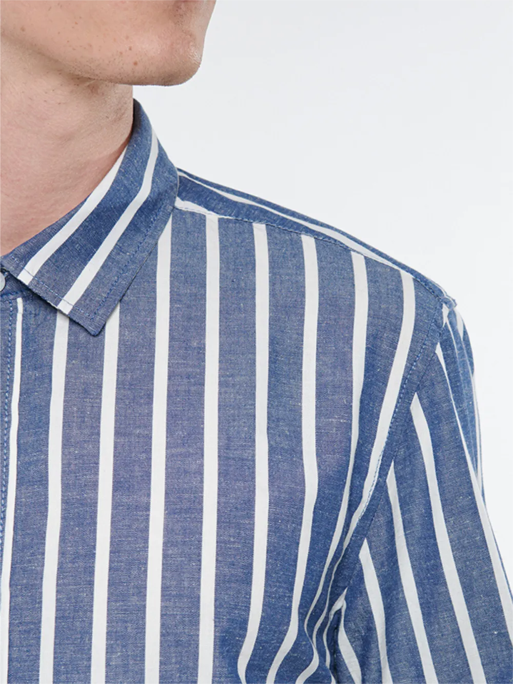 Blue and White Striped Men's Shirt
