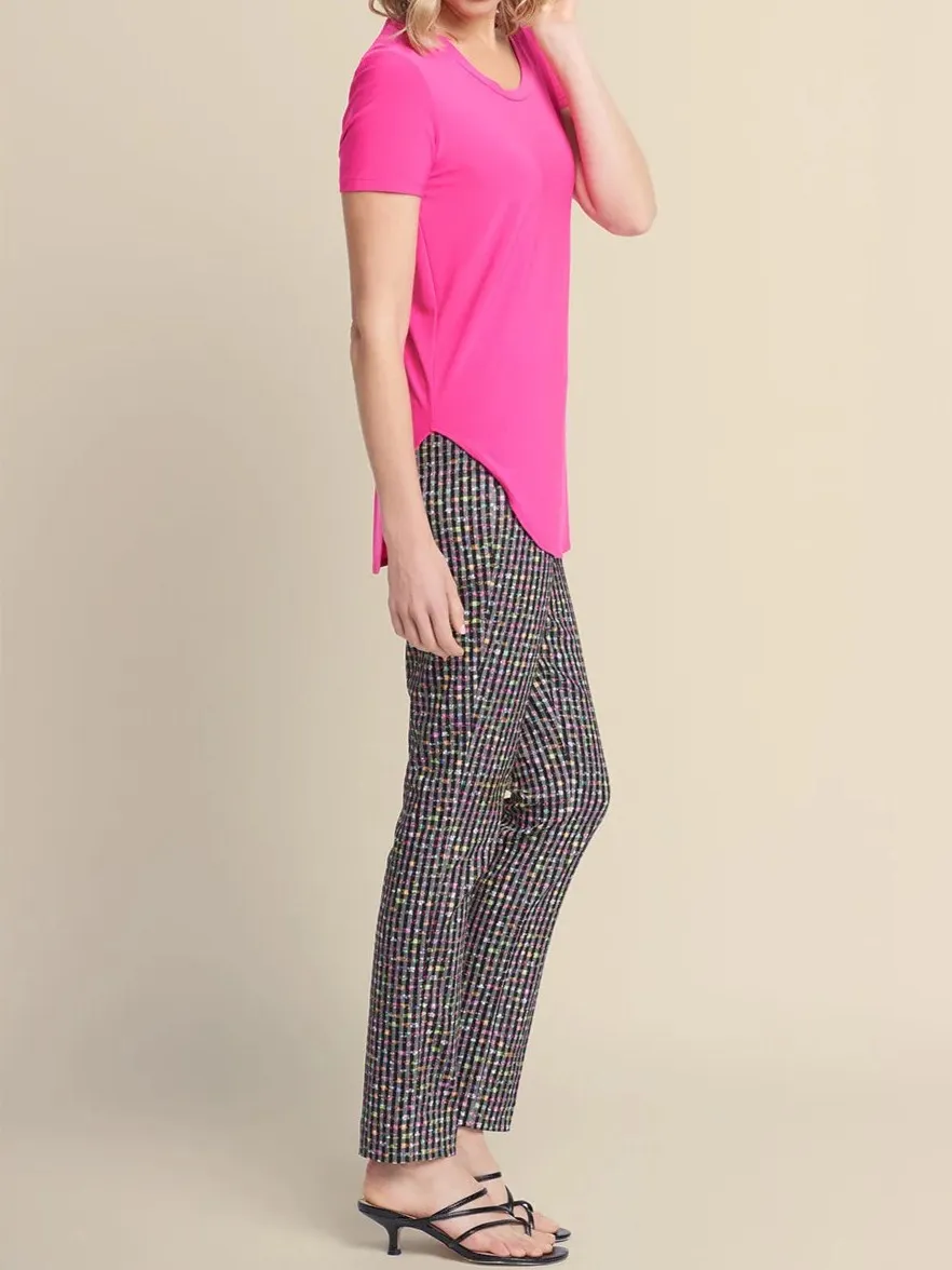 Navy Blue Curved - Hem Short - Sleeve Top