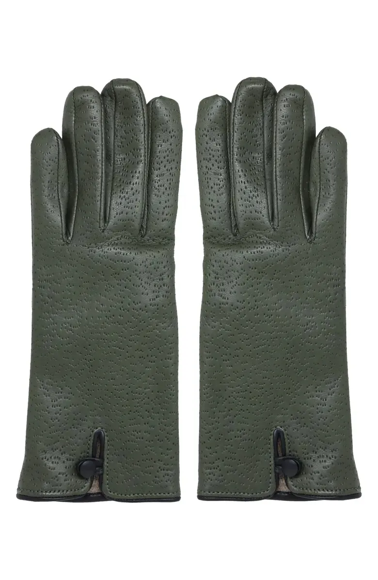 Olive Green Lined Leather Gloves