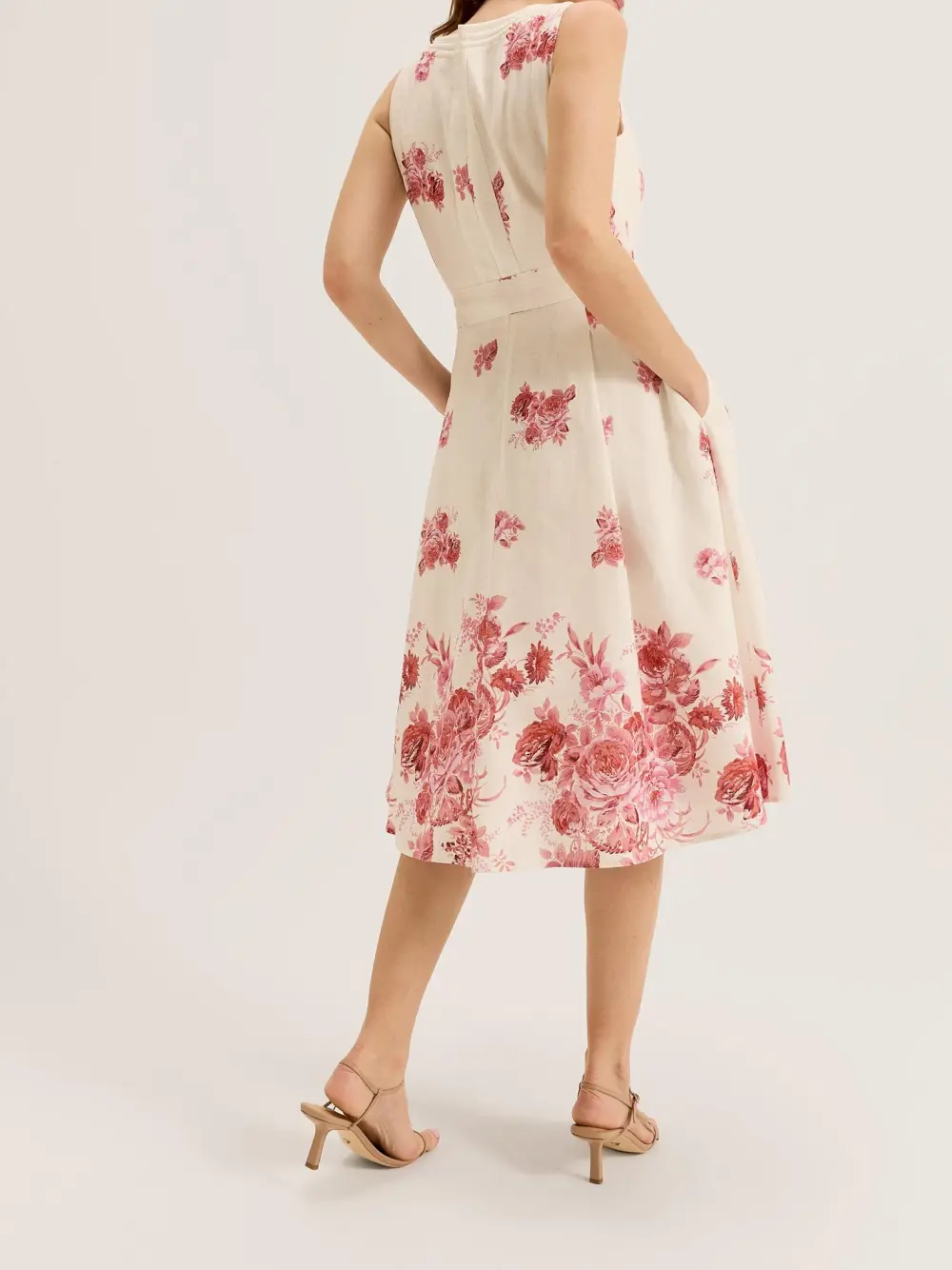 Scoop Neck Floral Sleeveless Midi Dresses