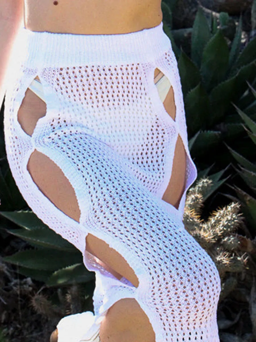 White Crochet Halter Top and Skirt Set