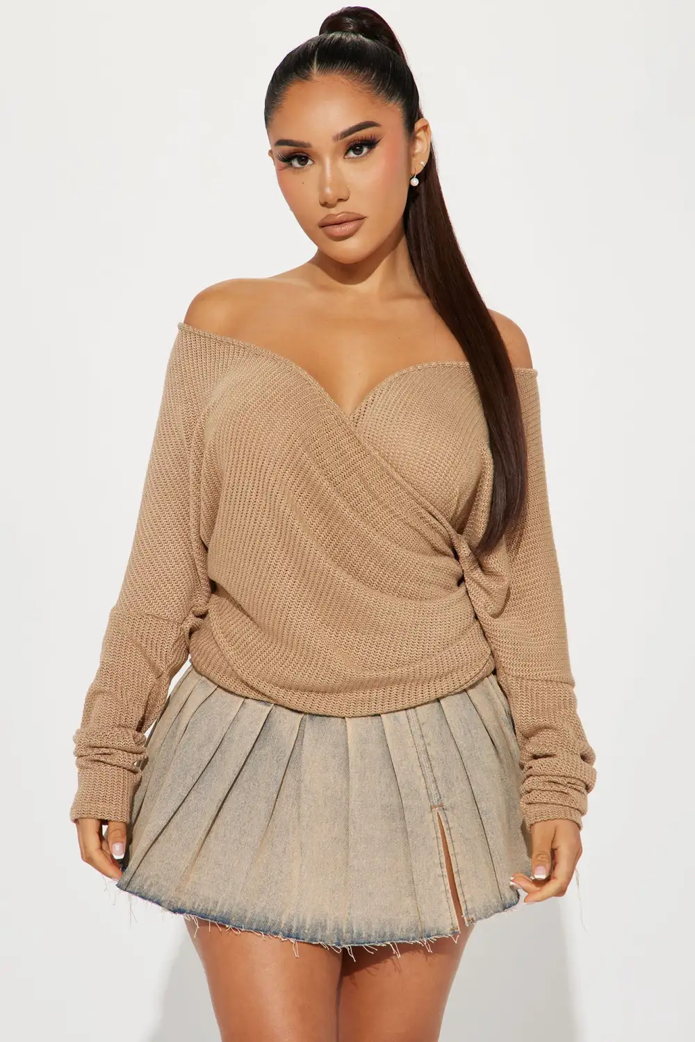 Elianna Wrap Top - Taupe