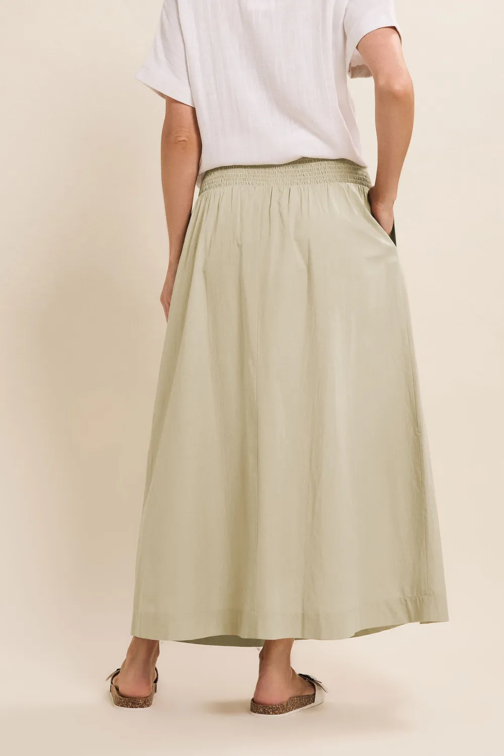 Pocketed Elastic Waistc Maxi Skirt