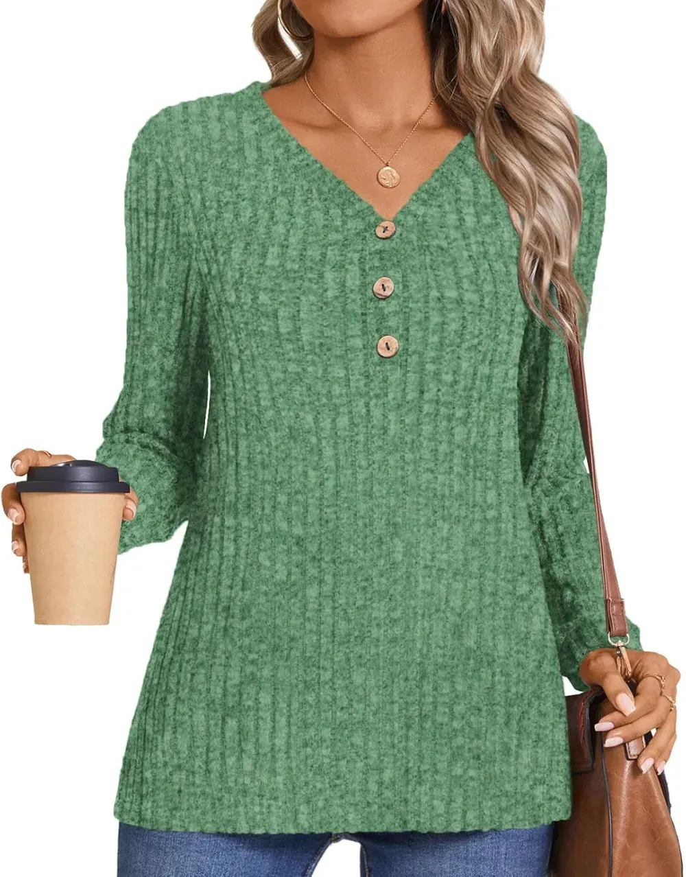 HOTGIFT Womens 2024 Fall Winter Tunic Tops Long Sleeve Casual T-Shirts Soft Comfy Stripe Blouse Lightweight