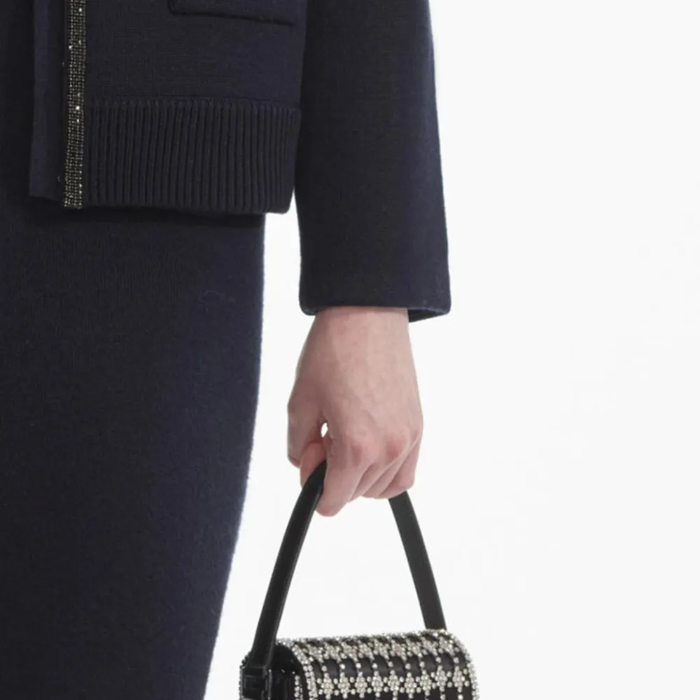 Navy Embellished Knit Cardigan