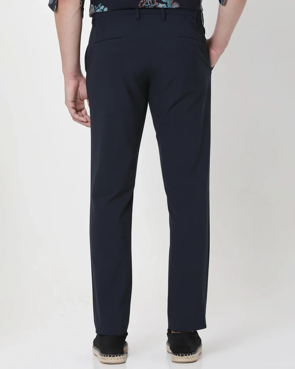 Classic Versatile Daily Slim-Fit Straight-Leg Navy Trousers