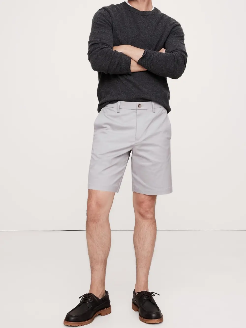 Men's  Light Gray Polyester Blend Shorts