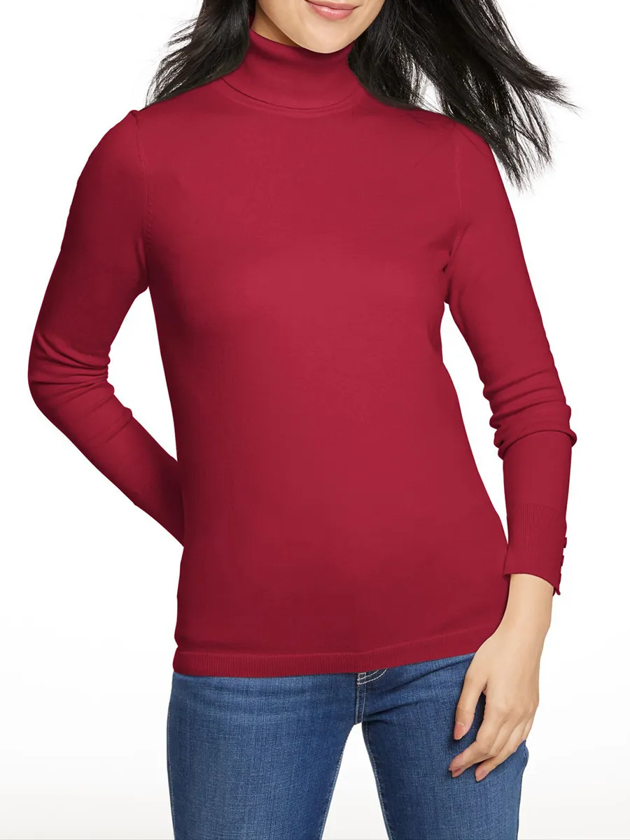Women'S Simple And Stylish Knitted Pullover With A High Collar